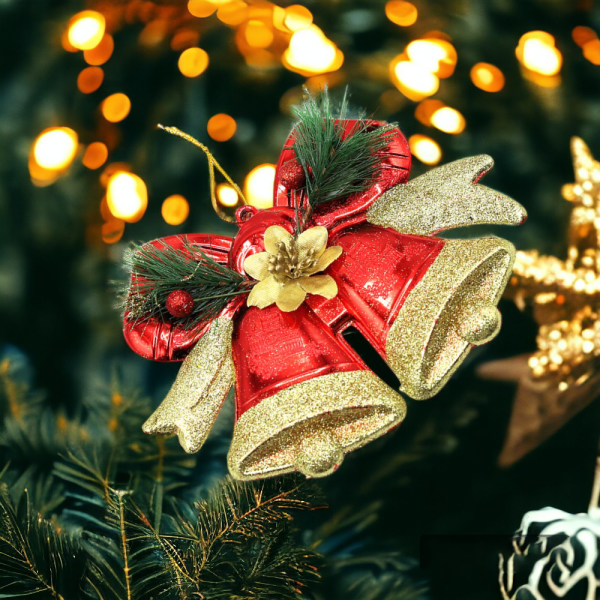 Пластиковое украшение – Красно-Золотистые Звоночки / Дизайнерские и универсальные